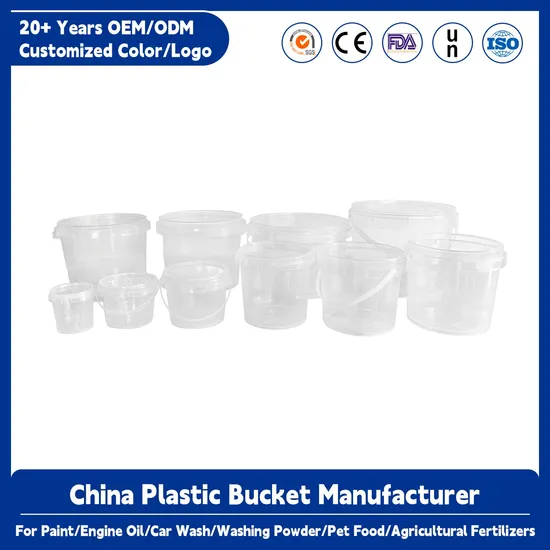 Use High Quality Recyclable Materials Made of Customizable Colors Large Clear 3 Litre Plastic Bucket for Multipurpose 